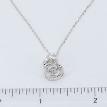 Load image into Gallery viewer, 18K Solid White Gold Round Link Chain Necklace with Diamond Gourd Pendant 16&quot; - 18&quot; D0.06CT
