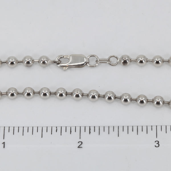 14K Solid White Gold Beaded Ball Chain 27.5" 32.2 Grams