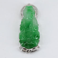 Load image into Gallery viewer, 18K Solid White Gold Diamond Jade Guan Yin Pendant 1.75&quot;
