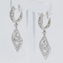 將圖片載入圖庫檢視器 18K Solid White Gold Diamond Hanging Earrings D1.55 CT
