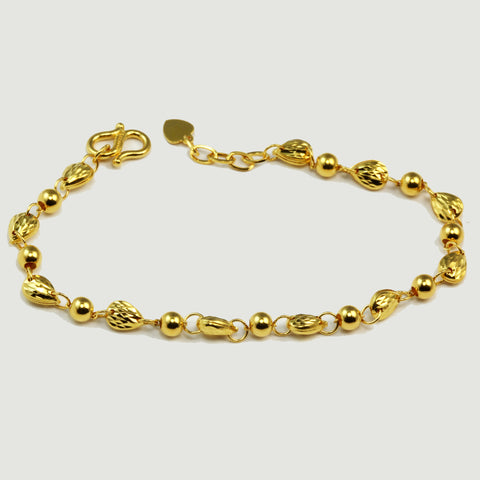 24K Solid Yellow Gold Bead Design Bracelet 6.8 Grams