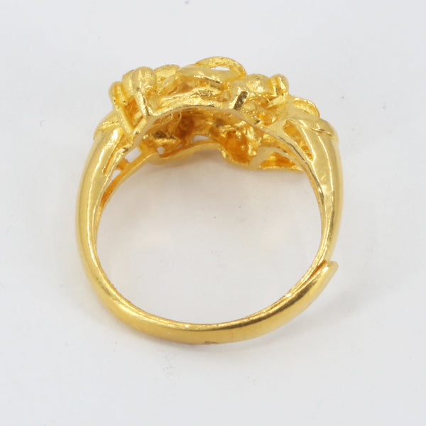 24K Solid Yellow Gold Dragon Adjustable Ring 6.6 Grams
