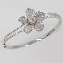Load image into Gallery viewer, 18K Solid White Gold Flower Diamond Bangle 2.88 CT
