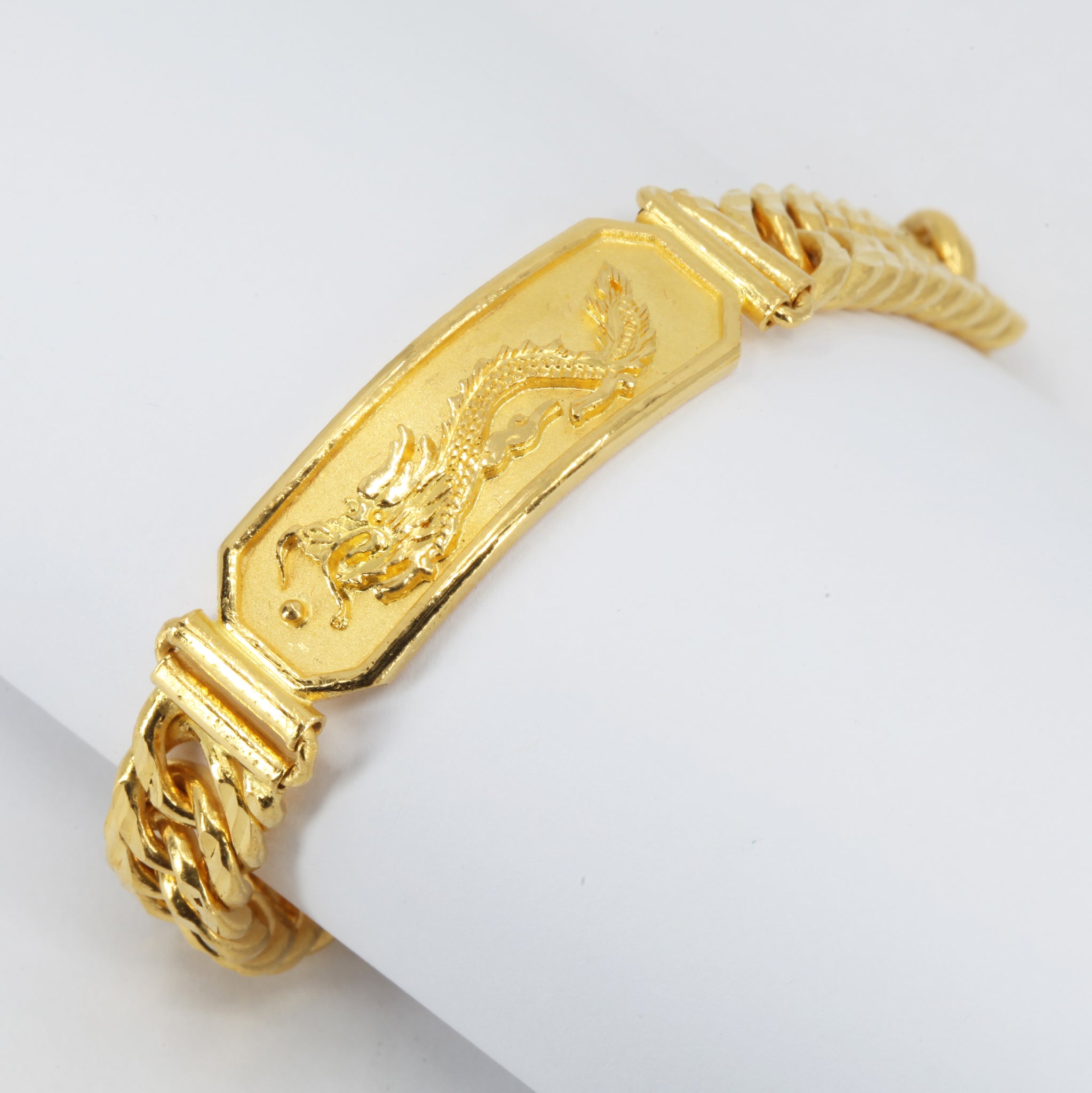 24K Solid Yellow Gold Dragon Bracelet 58.1 Grams