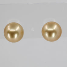 Load image into Gallery viewer, 18K White Gold South Sea Golden Pearl Stud Earrings 11 mm 4.9 Grams
