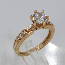 將圖片載入圖庫檢視器 14K Yellow Gold Round Cubic Zirconia Woman Engagement Ring 3.9 Grams
