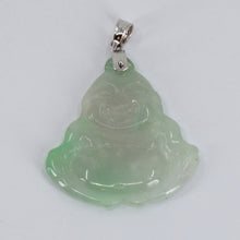 Load image into Gallery viewer, 14K Solid White Gold Buddha Jade Pendant 4 Grams
