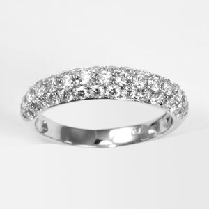 18K White Gold Women Diamond Band Ring D1.18CT