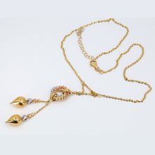 將圖片載入圖庫檢視器 18K Tri-Color Gold Women Dangling Heart Chain Necklace 13.5G
