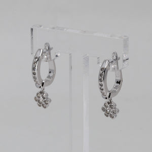 14K Solid White Gold Diamond Dangling Earrings D0.33 CT