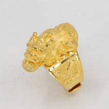 將圖片載入圖庫檢視器 24K Solid Yellow Gold Pi Xiu 貔貅 Men Ring 18.2 Grams
