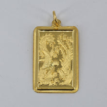 Load image into Gallery viewer, 24K Solid Yellow Gold Dragon Phoenix Wedding Rectangular Pendant 5.8 Grams
