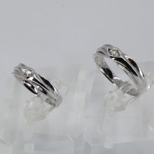 將圖片載入圖庫檢視器 18K Solid White Gold Diamond Couple Wedding Rings Band D0.12 CT, D0.16 CT
