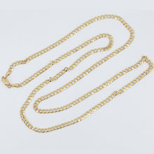 Load image into Gallery viewer, 14K Solid Yellow Gold Flat Stone Cut Cuban Link Chain 24&quot; 7.6 Grams
