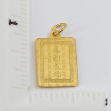 將圖片載入圖庫檢視器 24K Solid Yellow Gold Rectangular Zodiac Horse Pendant 2.4 Grams

