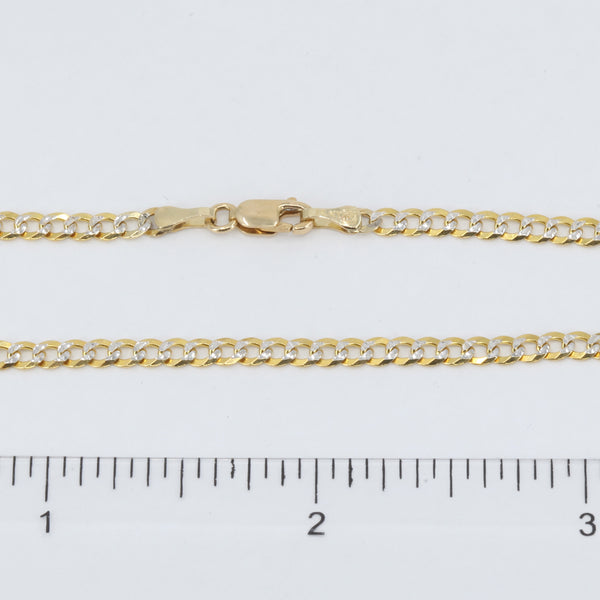 14K Solid Yellow Gold Flat Stone Cut Cuban Link Chain 24" 7.6 Grams