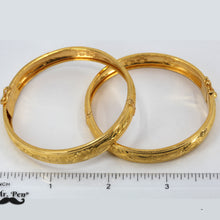 Load image into Gallery viewer, One Pair Of 24K Solid Yellow Gold Double Happiness Dragon Phoenix Bangles 27.6 Grams

