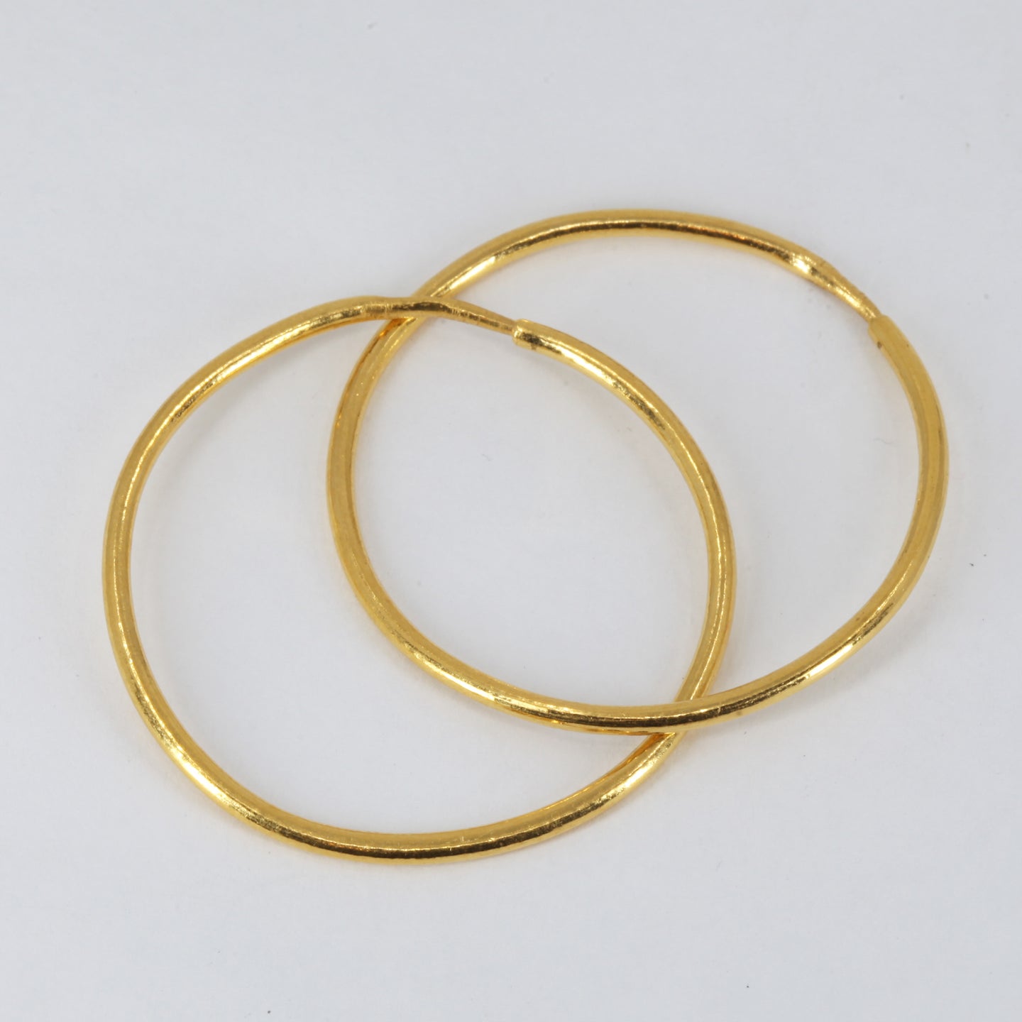 24K Solid Yellow Gold Simple Plain Hoop Earrings 6.1 Grams