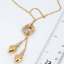 Load image into Gallery viewer, 18K Tri-Color Gold Women Dangling Heart Chain Necklace 13.5G
