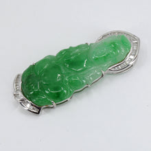 Load image into Gallery viewer, 18K Solid White Gold Diamond Jade Guan Yin Pendant 1.75&quot;
