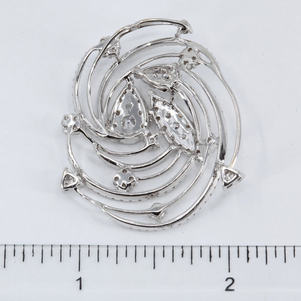 18K White Gold Diamond Design Pendant D2.53 CT