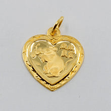 Load image into Gallery viewer, 24K Solid Yellow Gold Heart Zodiac Rat Pendant 3.4 Grams
