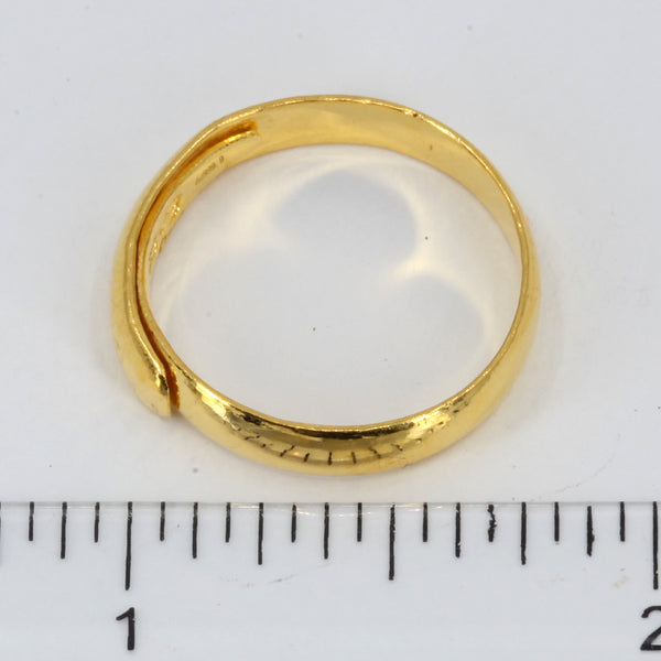 24K Solid Yellow Gold Men Women Plain Adjustable Ring Band 4.3 Grams