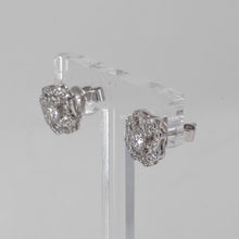 Load image into Gallery viewer, 18K Solid White Gold Diamond Stud Halo Earrings D0.54 CT
