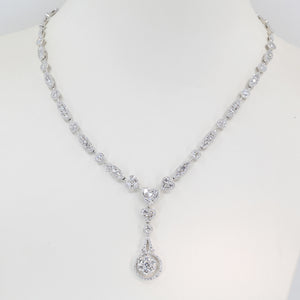 18K Solid White Gold Diamond Necklace 5.68 CT