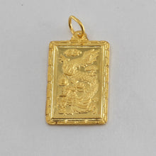 Load image into Gallery viewer, 24K Solid Yellow Gold Rectangular Zodiac Dragon Hollow Pendant 1.0 Grams

