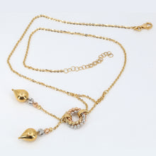將圖片載入圖庫檢視器 18K Tri-Color Gold Women Dangling Heart Chain Necklace 13.5G
