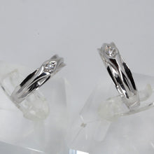 將圖片載入圖庫檢視器 18K Solid White Gold Diamond Couple Wedding Rings Band D0.12 CT, D0.16 CT

