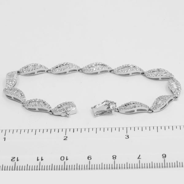 18K Solid White Gold Diamond Bracelet D2.50 CT