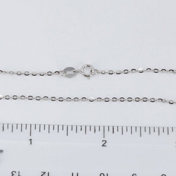 18K Solid White Gold Oval Link Chain 17" 2.0 Grams