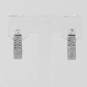 14K Solid White Gold Diamond Hoop Earrings D0.48 CT