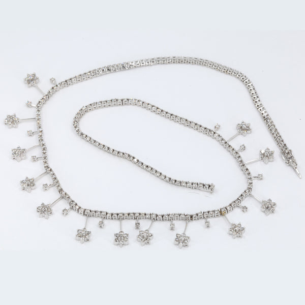 18K White Gold Diamond Necklace D6.16CT