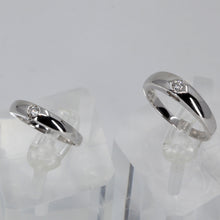將圖片載入圖庫檢視器 18K Solid White Gold Diamond Couple Wedding Rings Band D0.08 CT, D0.10 CT
