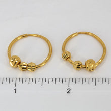 將圖片載入圖庫檢視器 24K Solid Yellow Gold Hoop Sliding Beads Earrings 5.4 Grams
