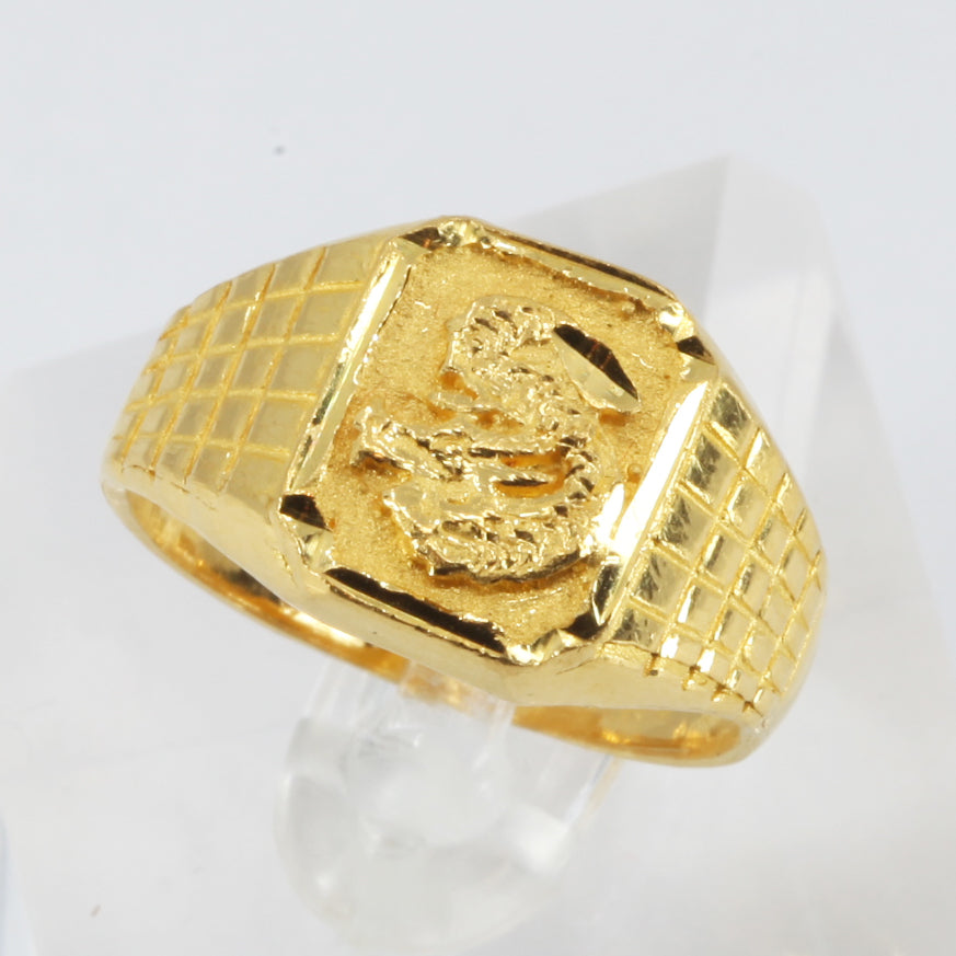 24K Solid Yellow Gold Dragon Ring 9.1 Grams