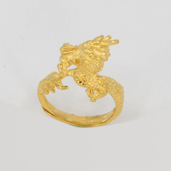 One Pair of 24K Solid Yellow Gold Dragon Phoenix Rings 13.4 Grams
