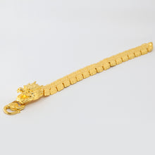 將圖片載入圖庫檢視器 24K Solid Yellow Gold Men Dragon Bracelet 96.7 Grams
