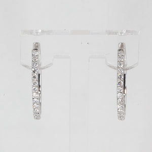 14K Solid White Gold Diamond Hoop Earrings 0.68 CT