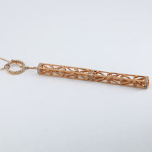 將圖片載入圖庫檢視器 18K Rose Gold Diamond Column Pendant with Adjustable Chain D0.44 CT
