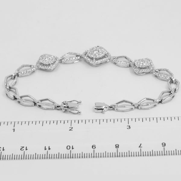18K Solid White Gold Diamond Bracelet D2.03 CT