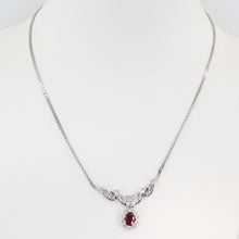 Load image into Gallery viewer, 14K Solid White Gold Diamond Ruby Necklace R1.20 CT
