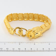 將圖片載入圖庫檢視器 24K Solid Yellow Gold Men Dragon Bracelet 96.7 Grams
