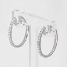 Load image into Gallery viewer, 14K Solid White Gold Diamond Hoop Earrings 0.68 CT
