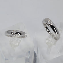 將圖片載入圖庫檢視器 18K Solid White Gold Diamond Couple Wedding Rings Band D0.08 CT, D0.10 CT

