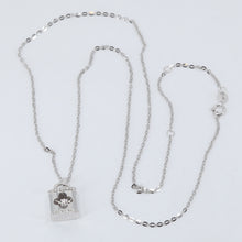 將圖片載入圖庫檢視器 18K Solid White Gold Round Link Chain Necklace with Diamond Pendant 18&quot; D0.06CT
