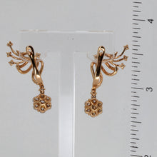 將圖片載入圖庫檢視器 18K Solid Rose Gold Diamond Hanging Flower Hoop Earrings D1.53 CT
